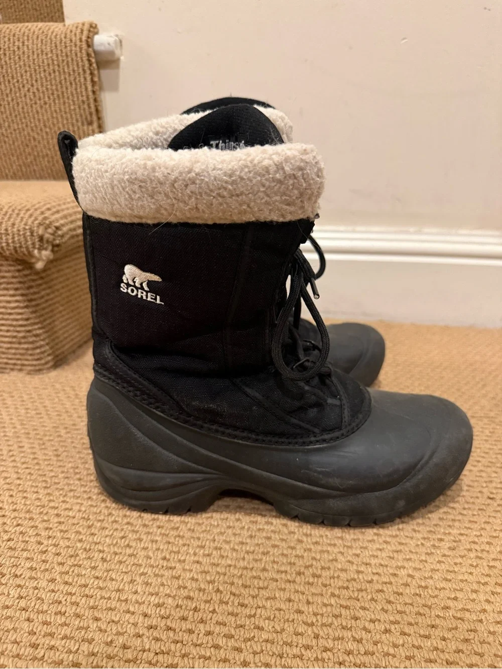 Sorel Women’s Black Sherpa-Lined Winter Boots